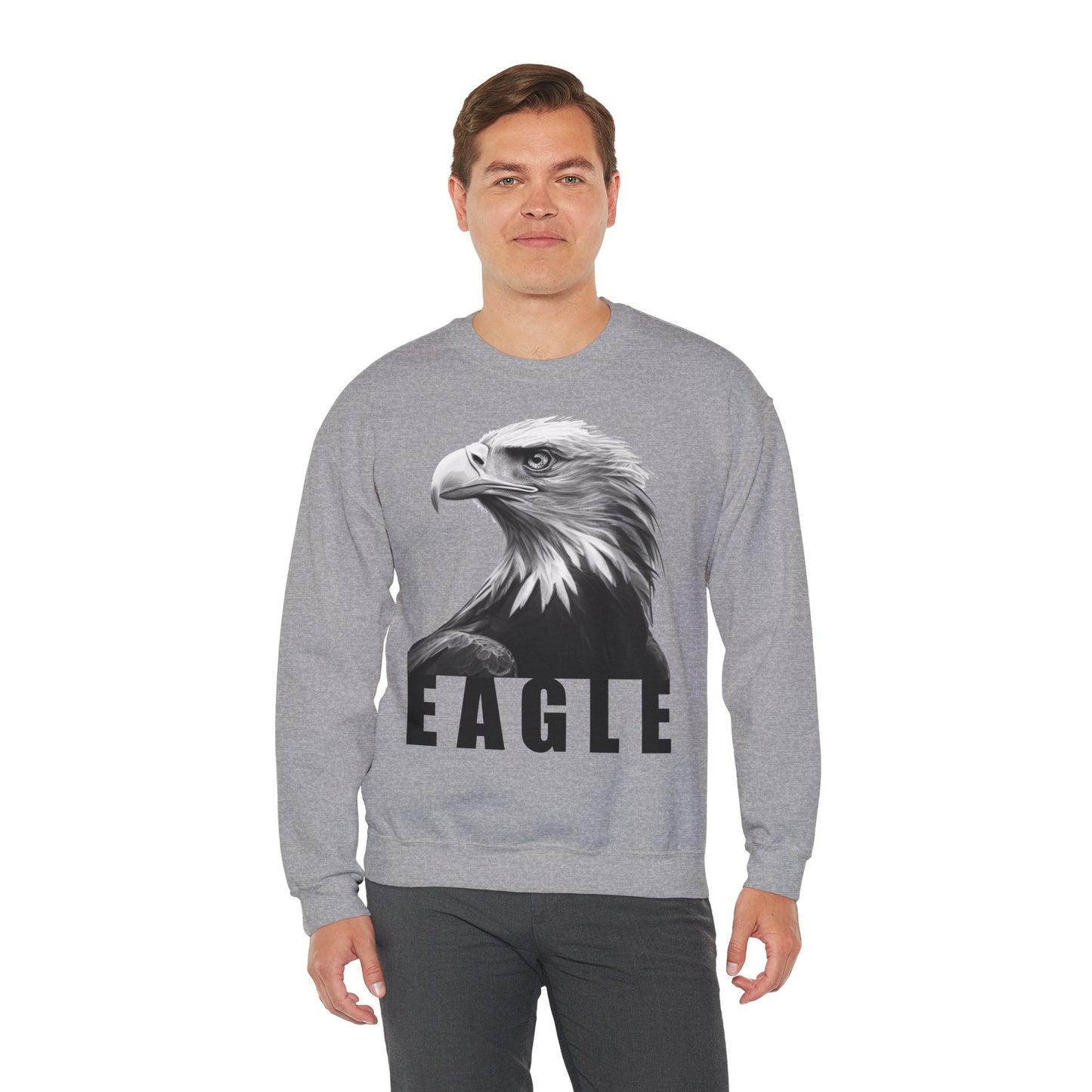 Eagle, Black&White, Women's and Men's Unisex, Crew Neck Sweatshirt