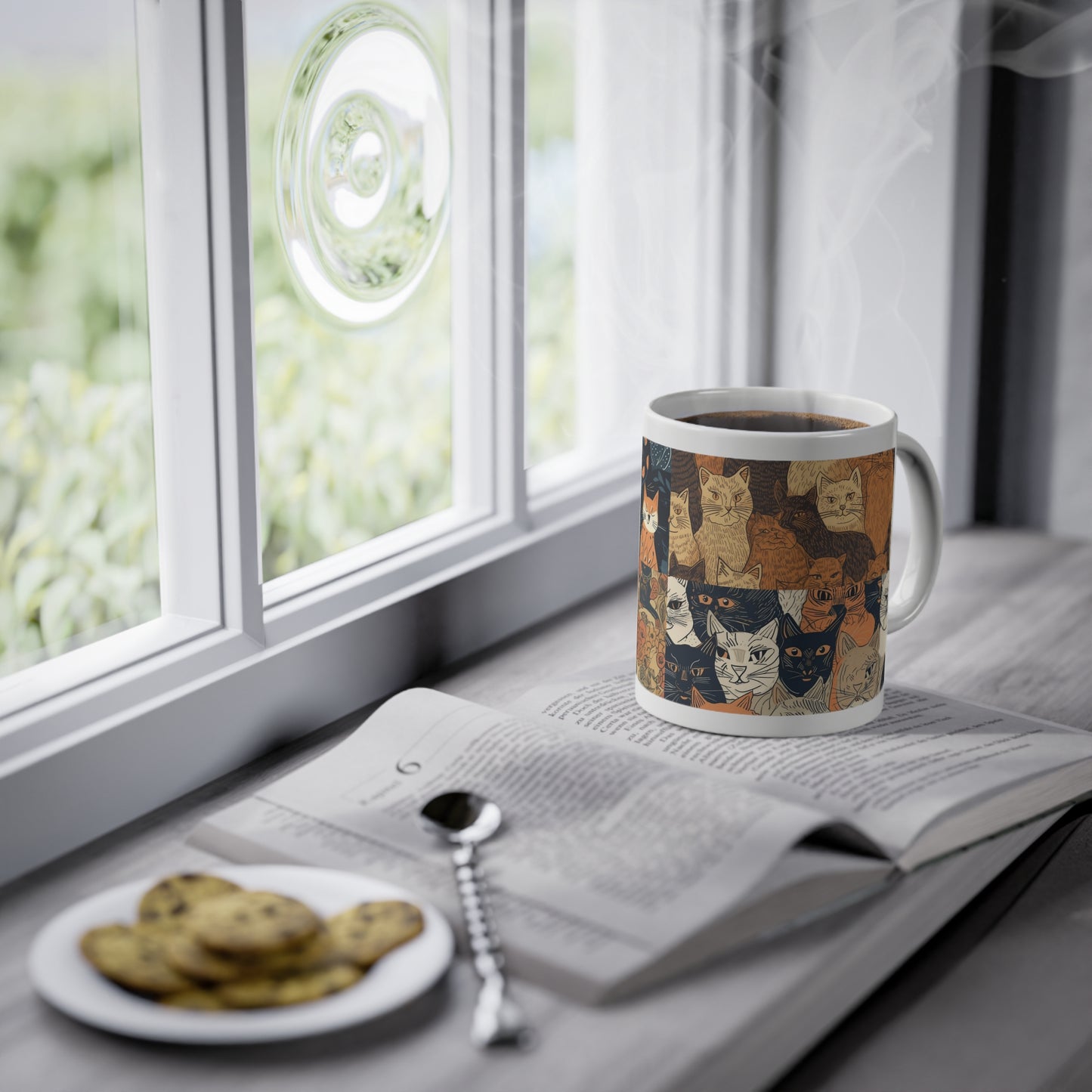Cat, Cup, White, Cup with Handle, Mug