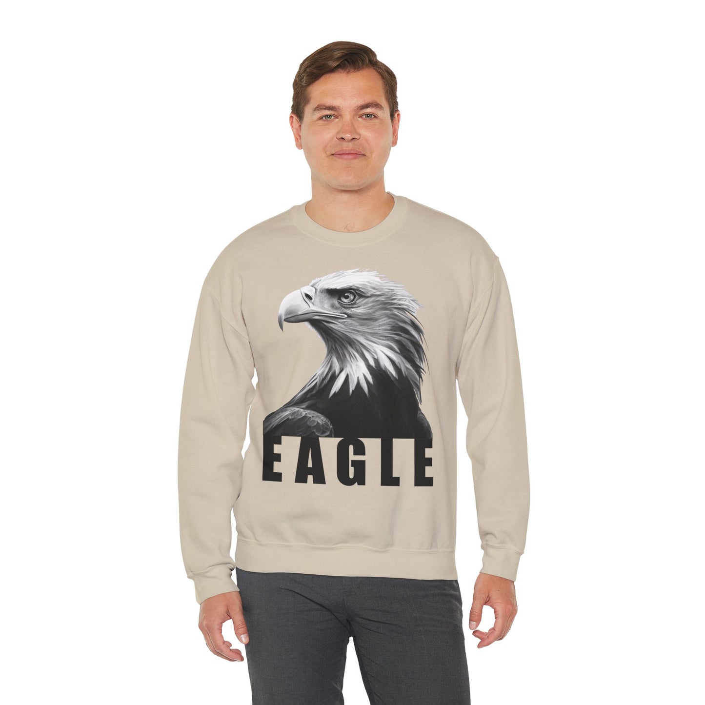 Eagle, Black&White, Women's and Men's Unisex, Crew Neck Sweatshirt